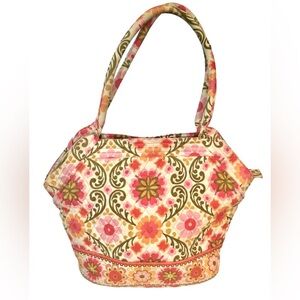 Vera Bradley Alice Folkloric Bag Pink Yellow Retired Quilted Purse